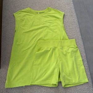 Lime Green Sleeveless Top and Shorts Set